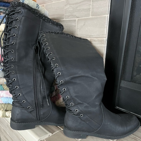 Boots by Shoe Dazzle size 8 side zip with laces in the back - Picture 2 of 5